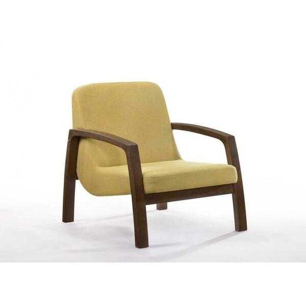 Gfancy Fixtures 31 in. Gold & Retro Modern Wood Armchair, Walnut GF3096078